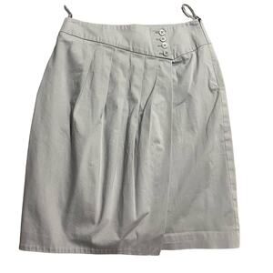 Boss Hugo Boss Womens Sz 6 Pleated Button Faux Wrap Knee Length Skirt Silver 249